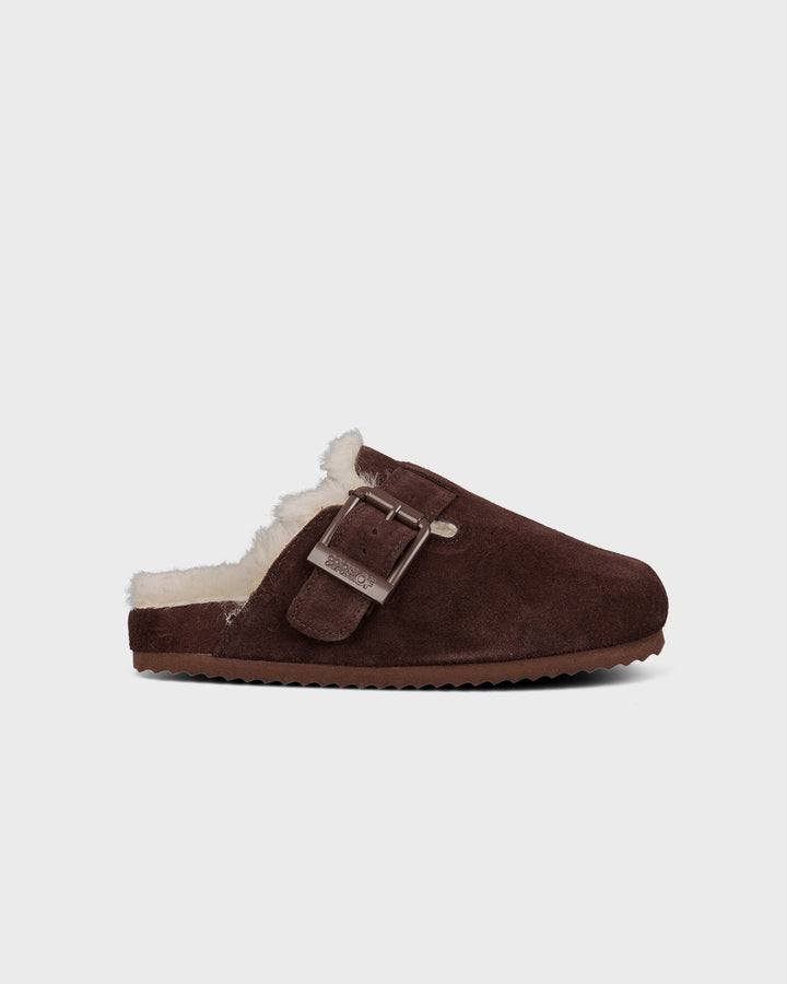 Colors of California Schuhe Furry Sabot Real Sheepskin Chocolate