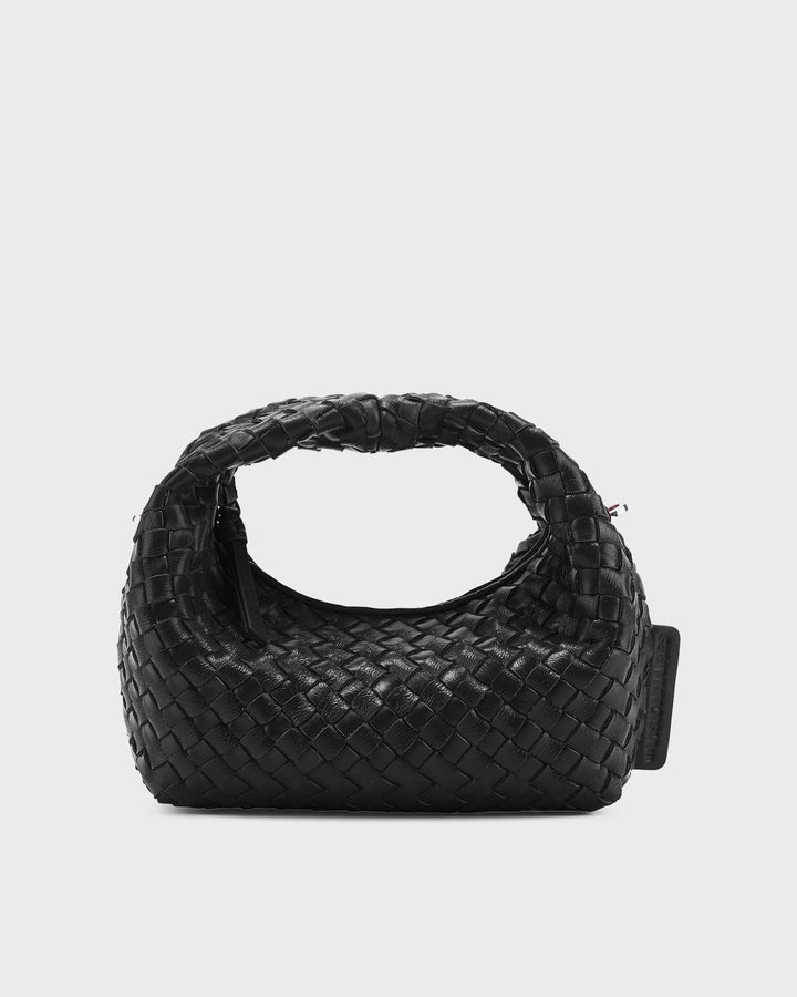 Les Visionnaires Handtasche Greta Micro Weave Glossy Black