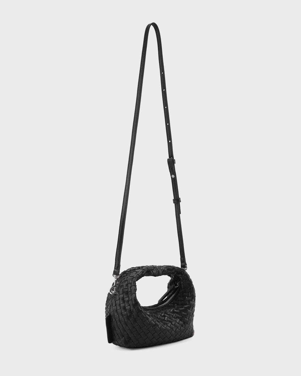 Les Visionnaires Handtasche Greta Micro Weave Glossy Black – Bild 2