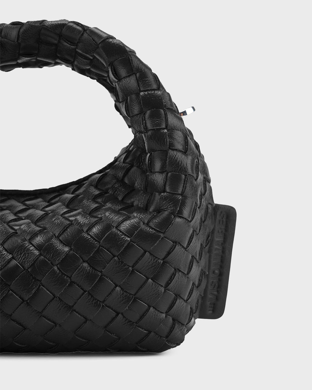 Les Visionnaires Handtasche Greta Micro Weave Glossy Black – Bild 3