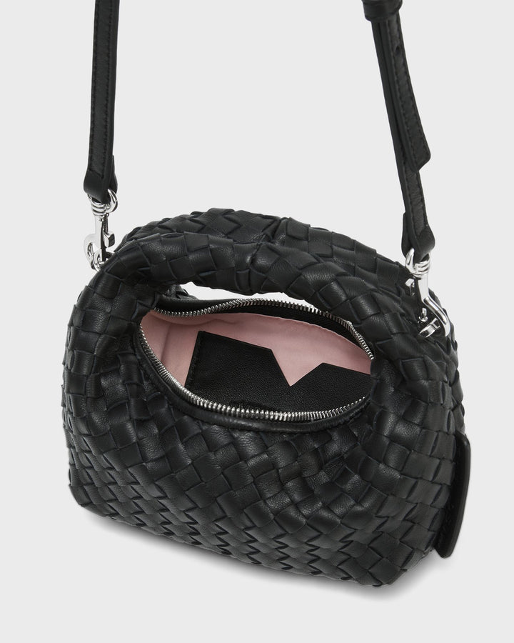 Les Visionnaires Handtasche Greta Micro Weave Silky Black – Bild 4