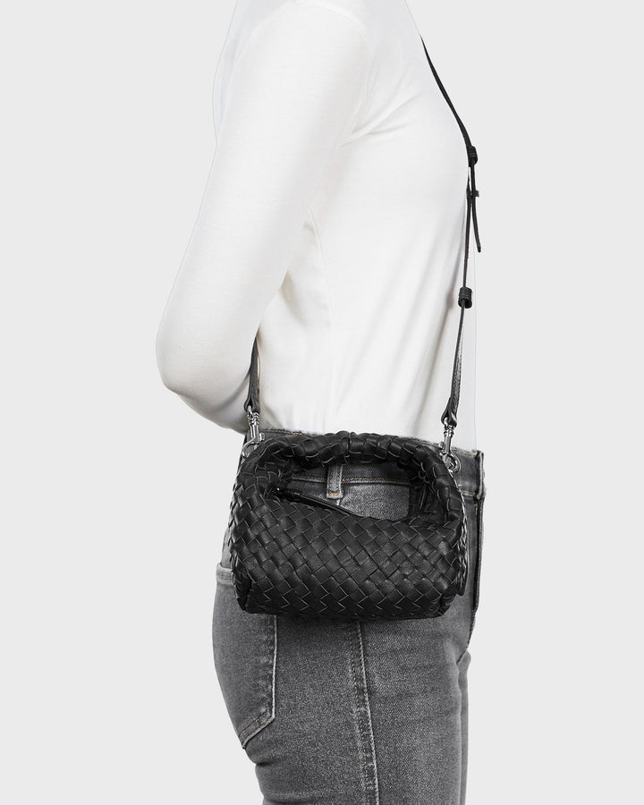 Les Visionnaires Handtasche Greta Micro Weave Silky Black – Bild 5