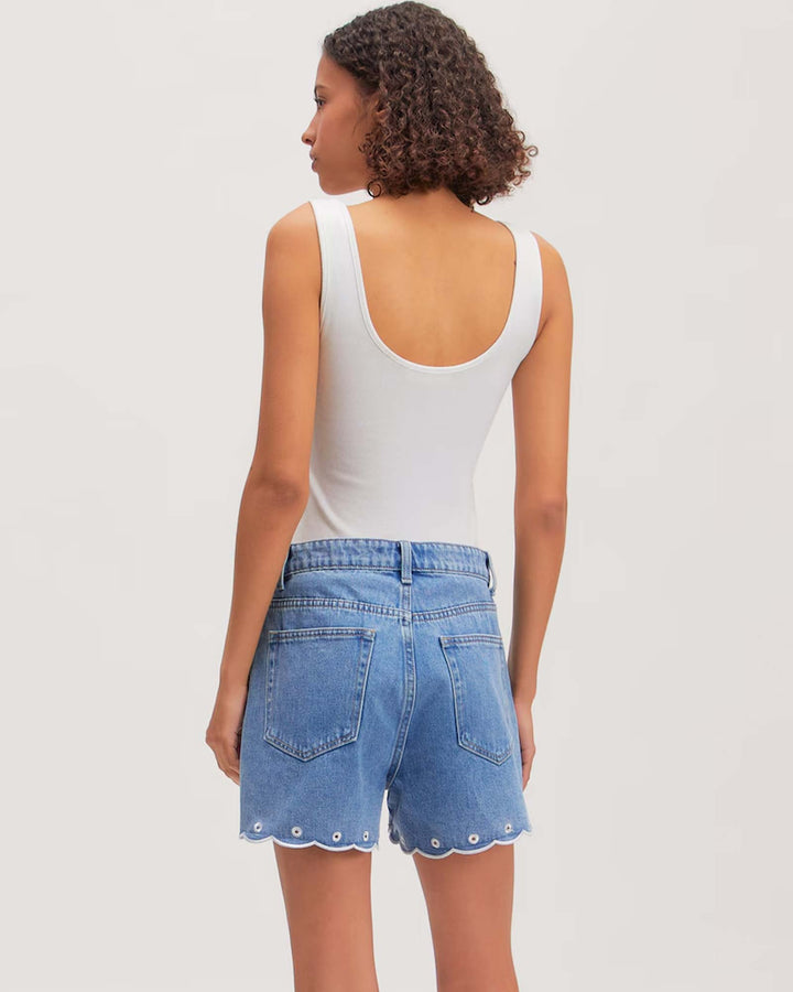 EDITED Gustava Shorts Embroidered Light Blue Deni