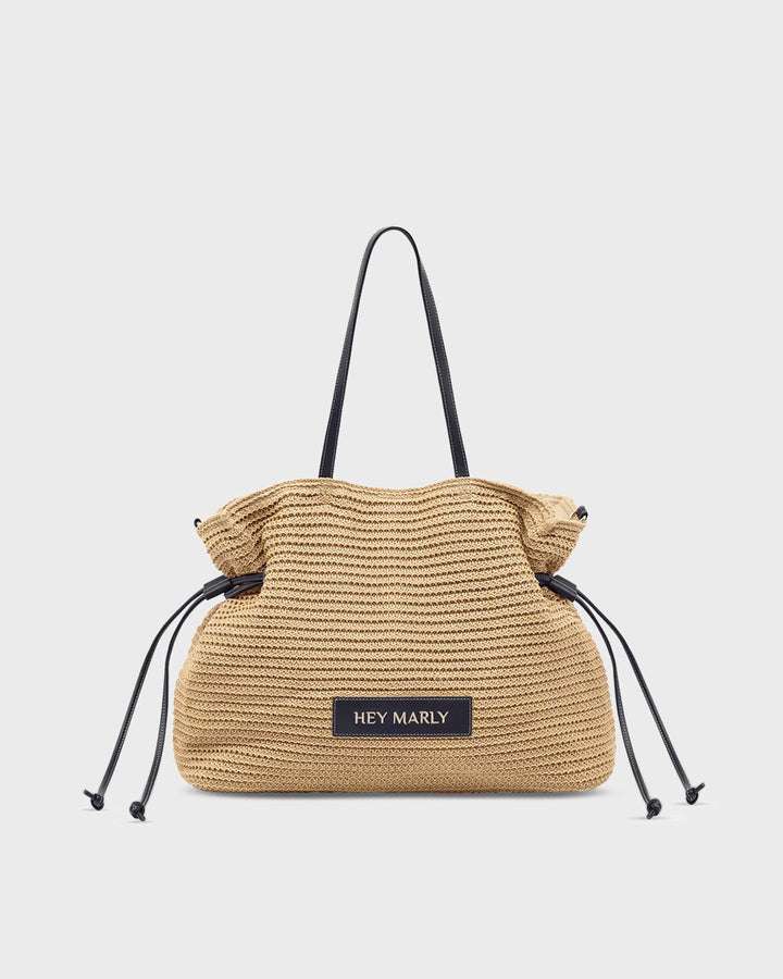 HEY MARLY Cool Companion Straw L Sand Black Handtasche