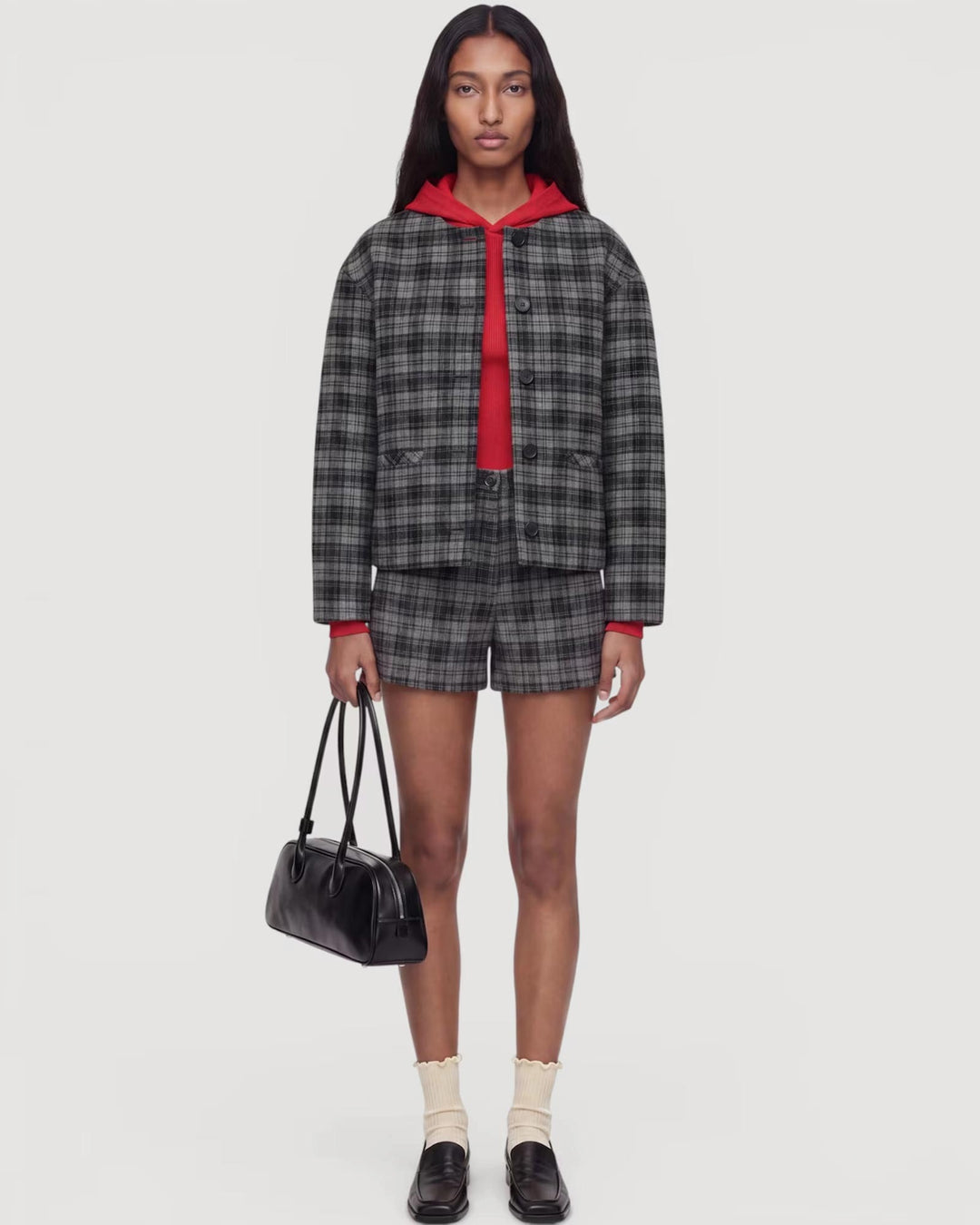 EDITED Shorts Hayden Wool Shorts Grey Check – Bild 3