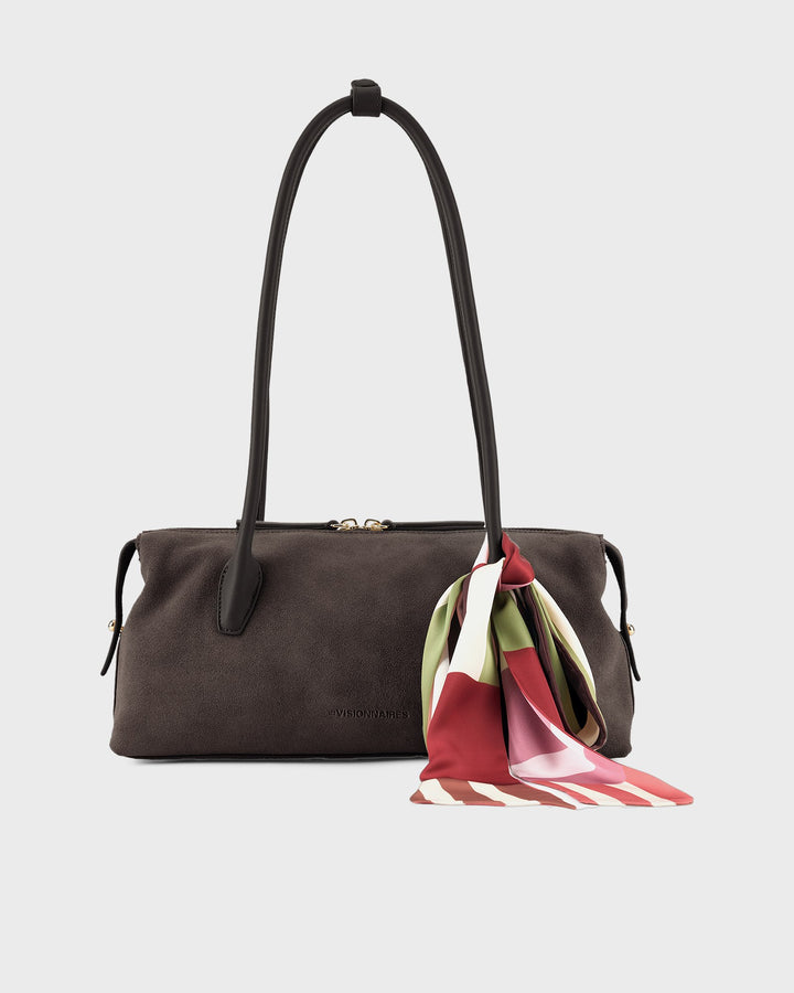 Les Visionnaires Handtasche Hazel Baguette Cozy Scarf Dark Brown