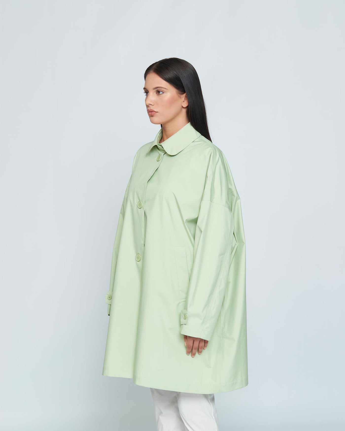 Taped Seam Oversize Trench Light Green myMEID