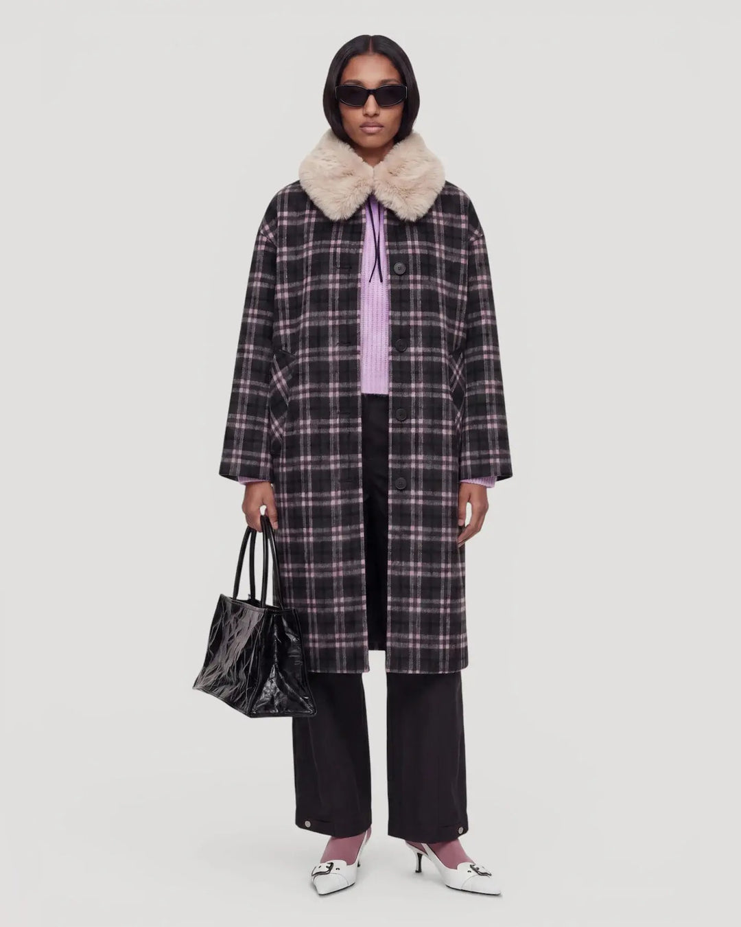 EDITED Mantel Ignacio Coat Pink/Grey Check