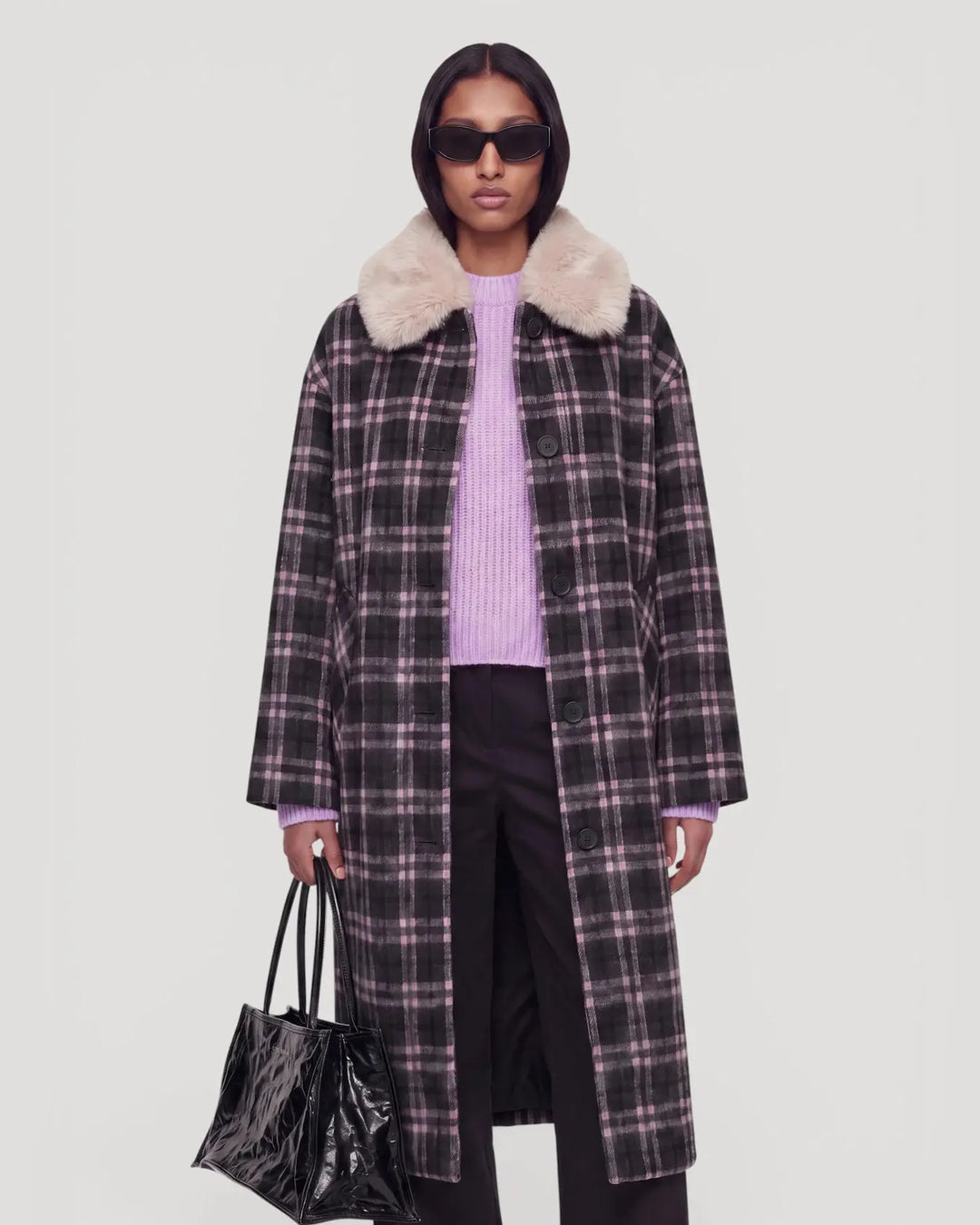 EDITED Mantel Ignacio Coat Pink/Grey Check – Bild 3