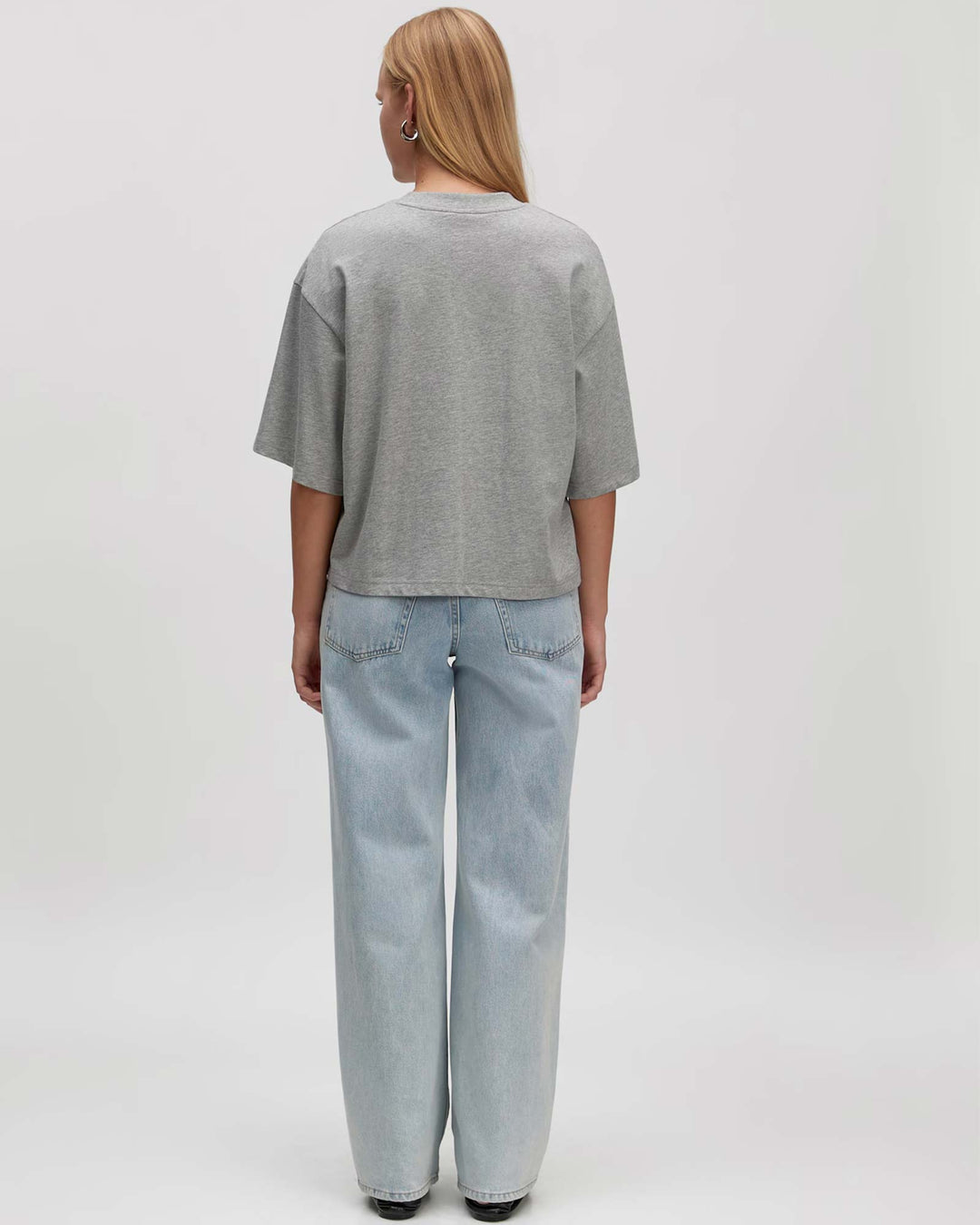 Iolana T-shirt Grey Melange + Black Bows