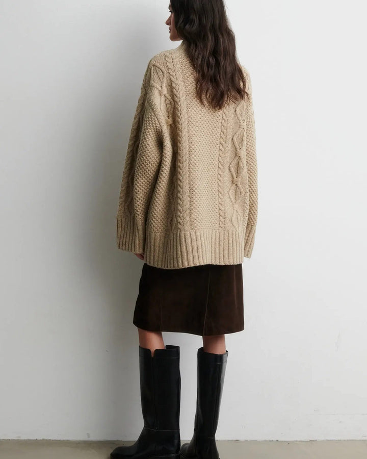 Second Female Pullover Janne Knit T-Neck Camel Melange – Bild 4