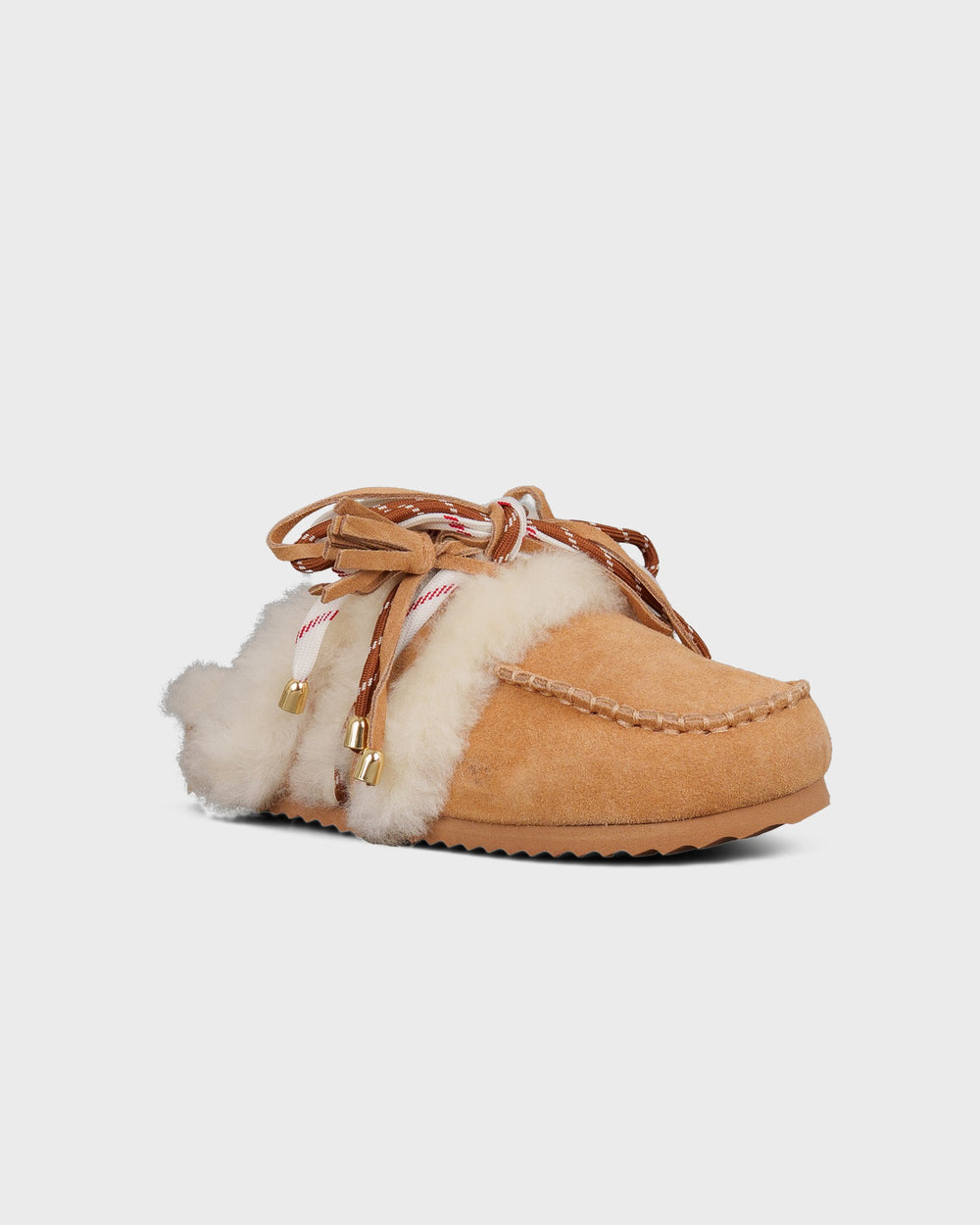 Colors of California Schuhe Laced Up Sabot Sheepskin Fur Tan – Bild 2
