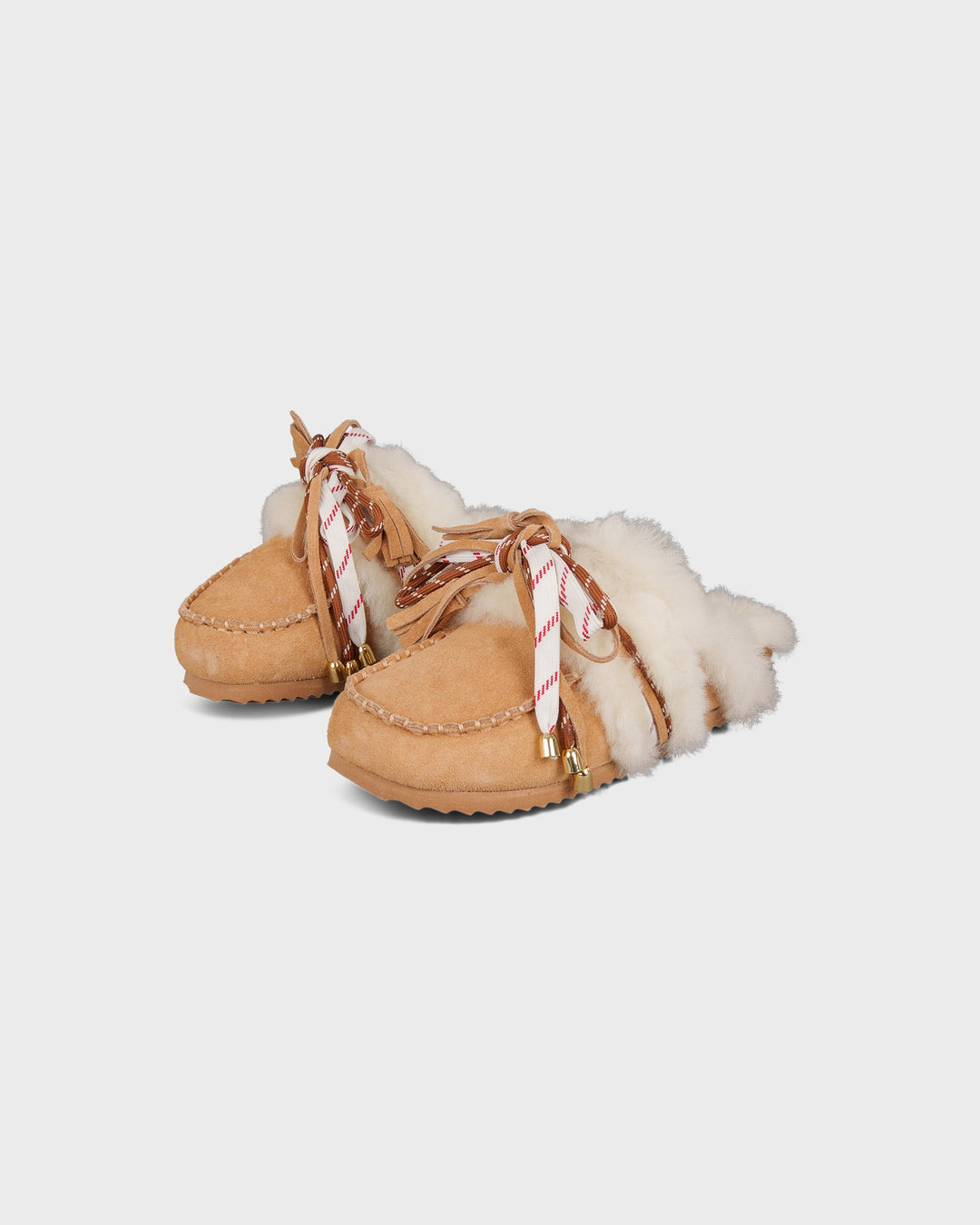 Colors of California Schuhe Laced Up Sabot Sheepskin Fur Tan – Bild 3