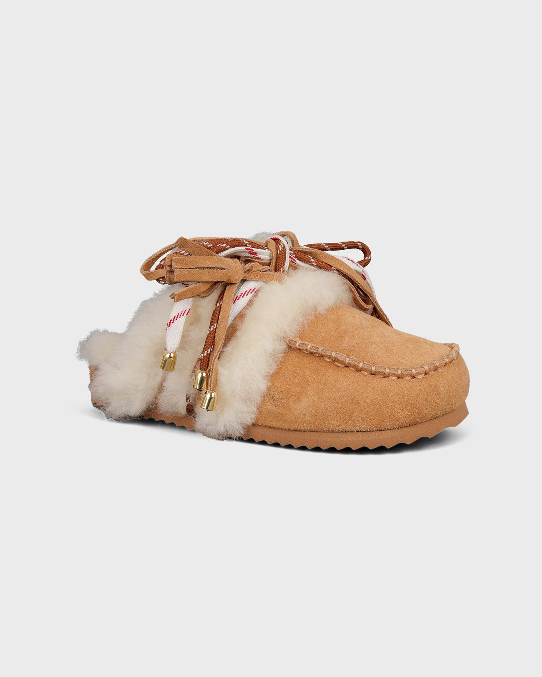 Colors of California Schuhe Laced Up Sabot Sheepskin Fur Tan – Bild 4