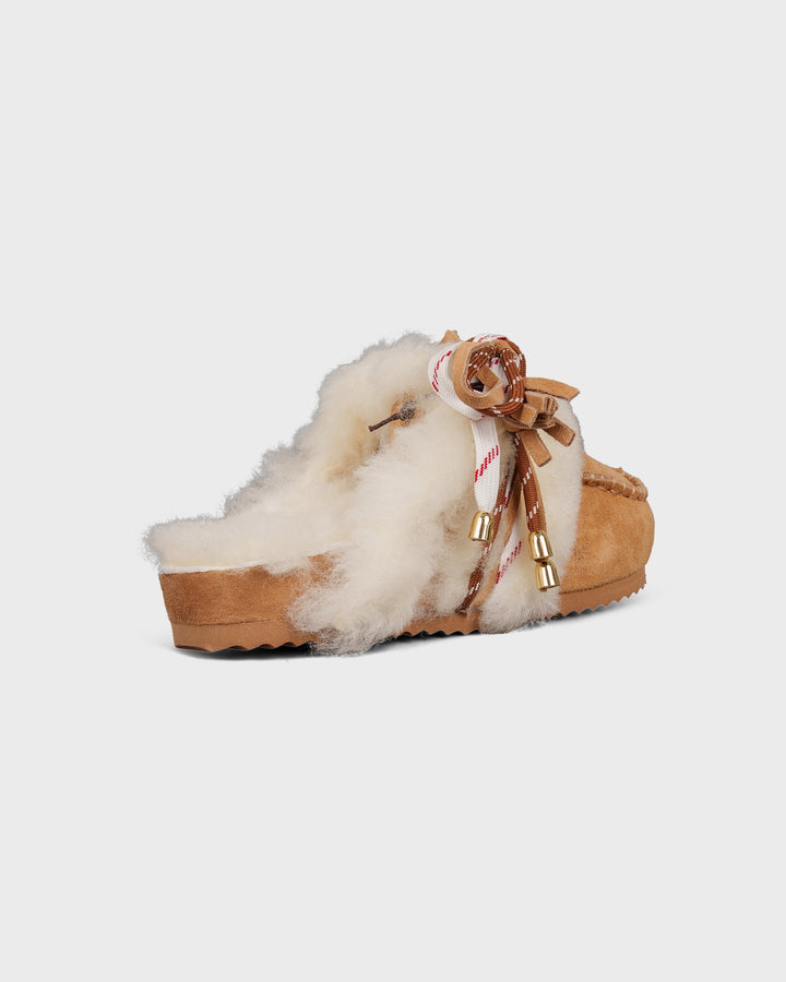 Colors of California Schuhe Laced Up Sabot Sheepskin Fur Tan – Bild 5