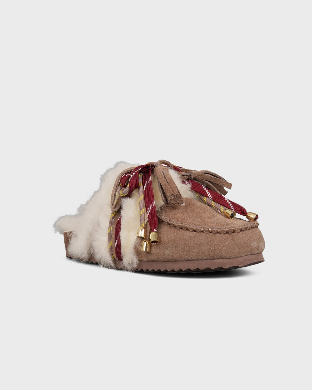 Colors of California Schuhe Laced Up Sabot Sheepskin Fur Taupe – Bild 2