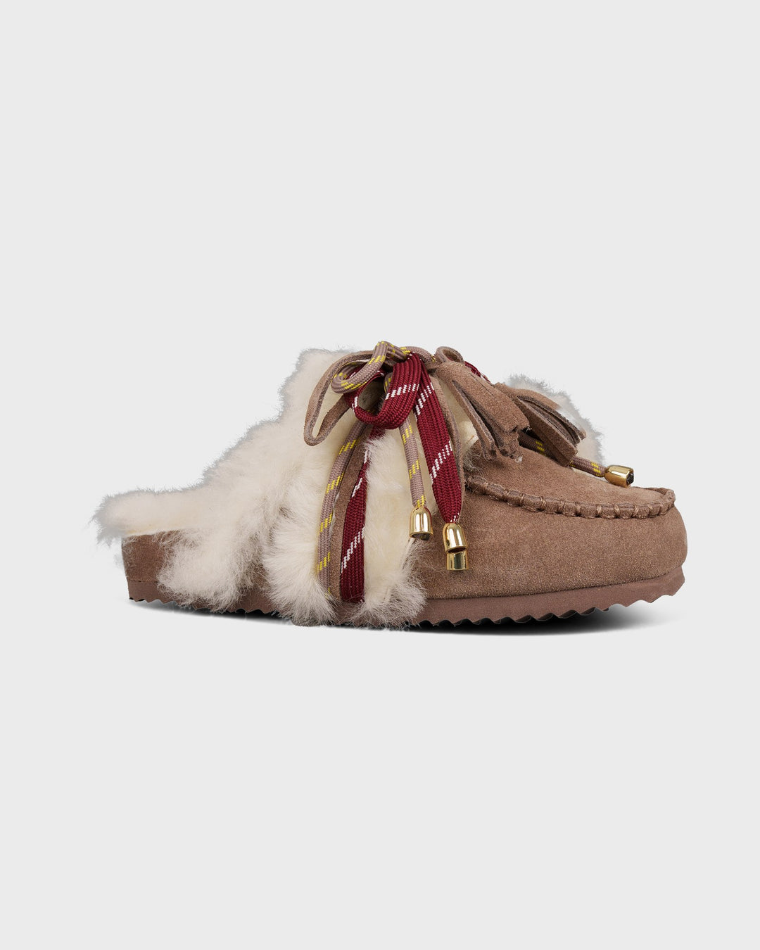 Colors of California Schuhe Laced Up Sabot Sheepskin Fur Taupe – Bild 4