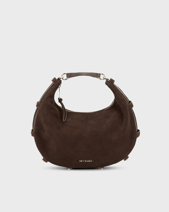 HEY MARLY Handtasche Lifetime Sister Suede M Coffee