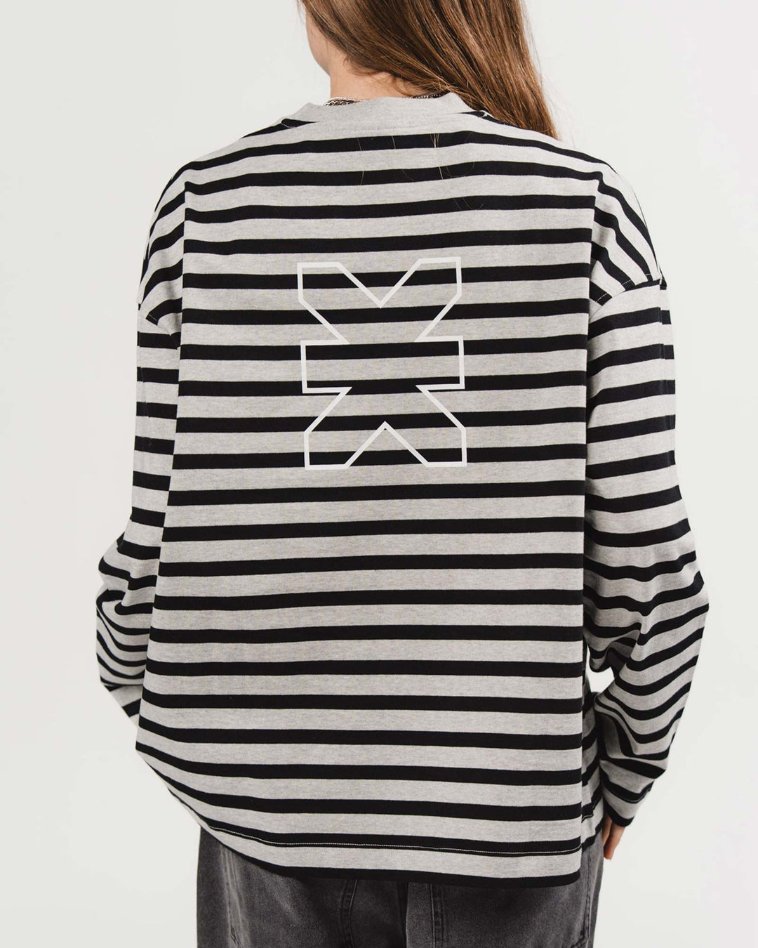 Longsleeve Cropped Stripes Grey
