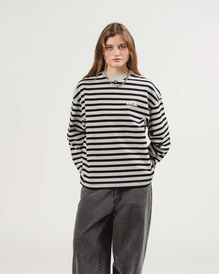 Longsleeve Cropped Stripes Grey