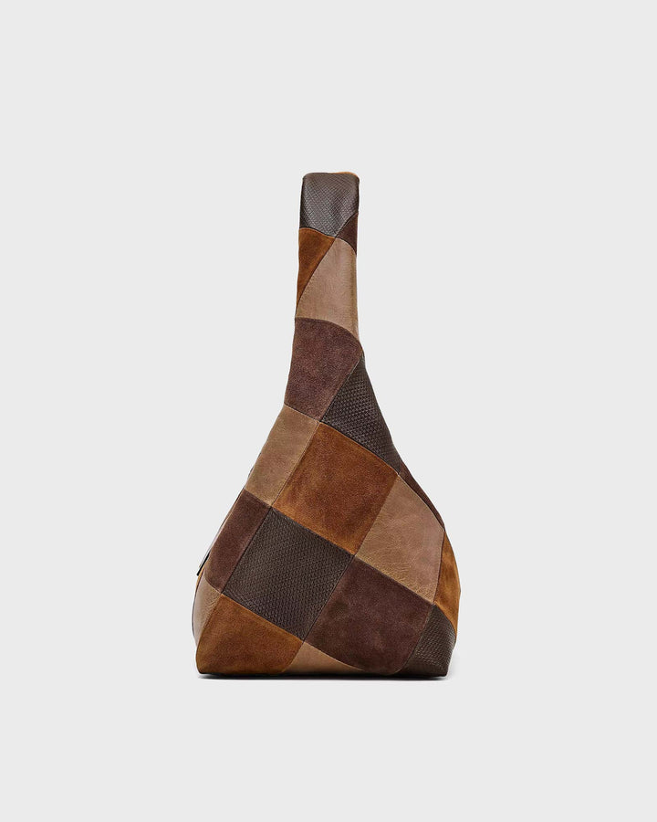 The Suede Patchwork Sack Bag Brown Multi