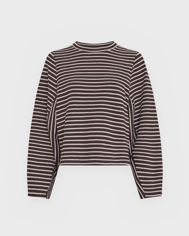 Moss Copenhagen Sweatshirt MSCHSofiaSweatshirt Stripe Molé/Oatmeal