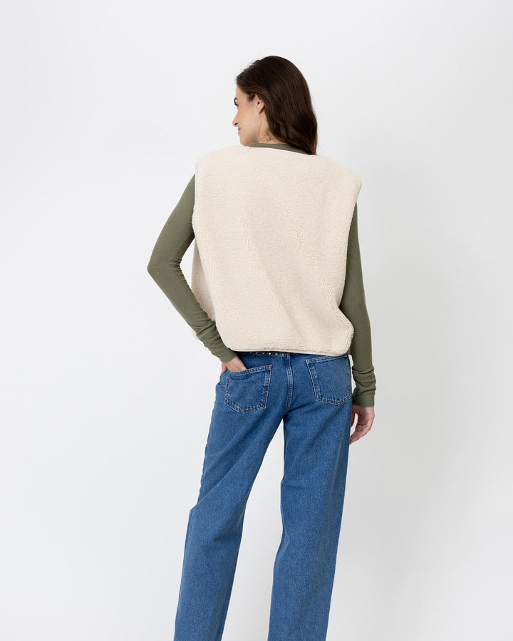 Magnolia Reversible Fleece Vest Off White/Cow