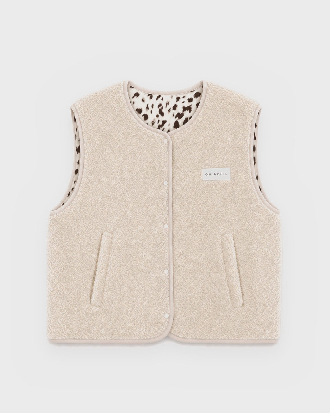 OH APRIL Weste Magnolia Reversible Fleece Vest Off White/Cow