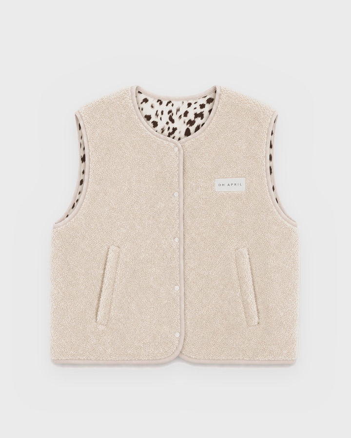 OH APRIL Weste Magnolia Reversible Fleece Vest Off White/Cow