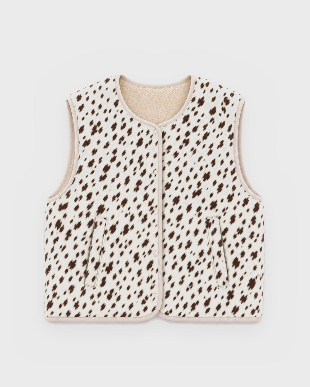 OH APRIL Weste Magnolia Reversible Fleece Vest Off White/Cow – Bild 2