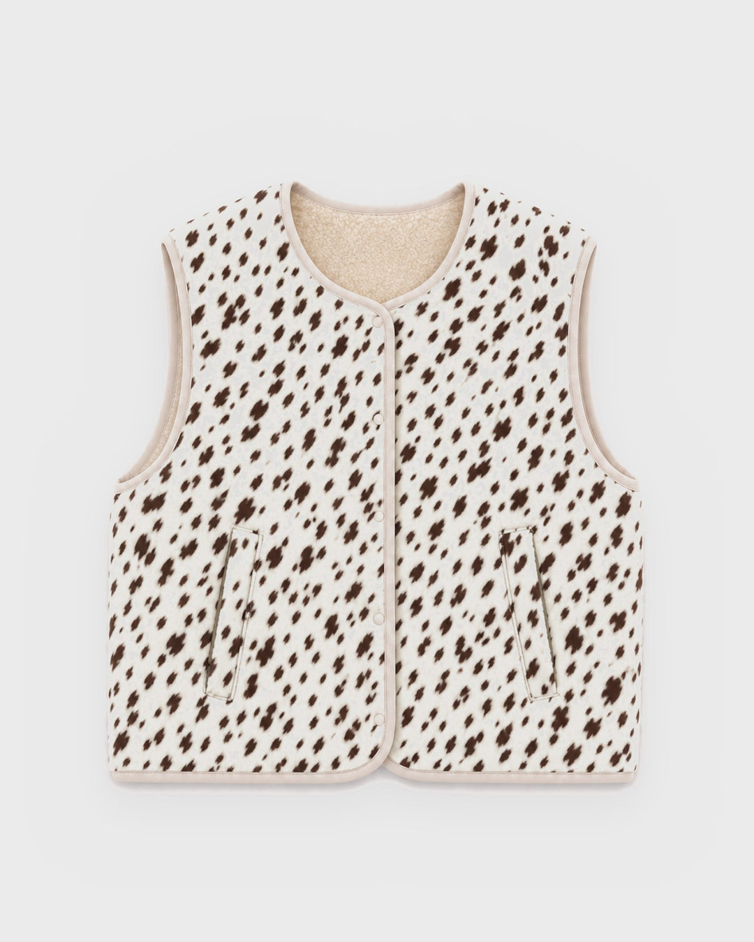 OH APRIL Weste Magnolia Reversible Fleece Vest Off White/Cow – Bild 2