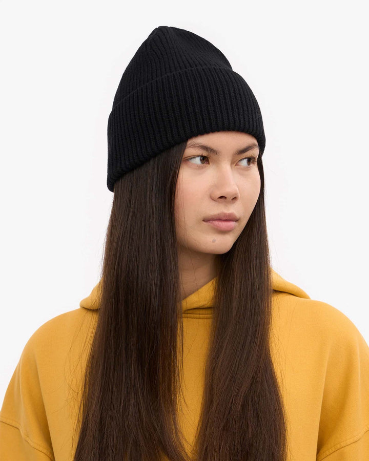 Merino Wool Beanie Deep Black