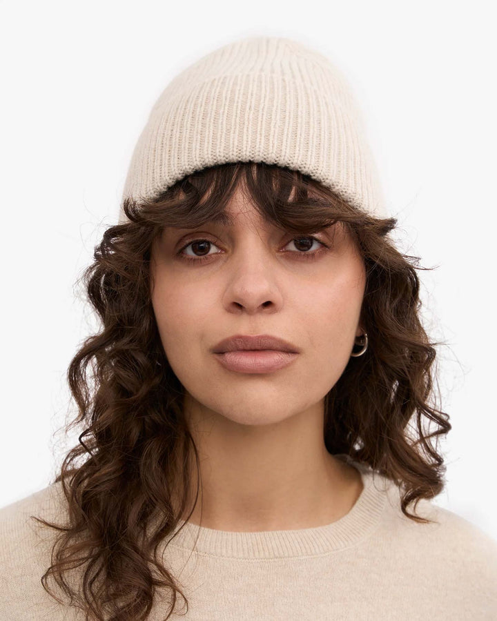 Merino Wool Beanie Ivory White