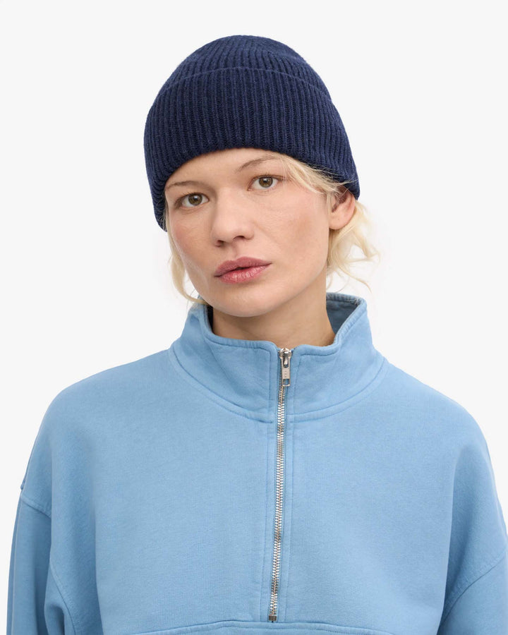 Merino Wool Beanie Marine Blue