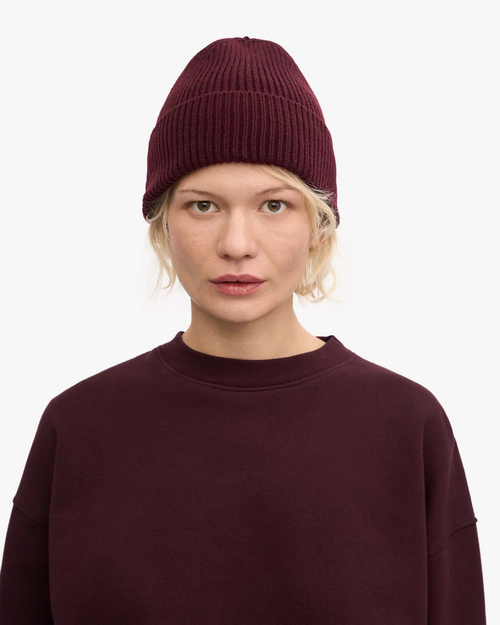 Merino Wool Beanie Oxblood Red