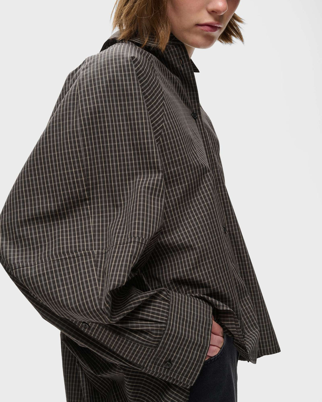 InWear Bluse Millesiw Loose Shirt Black Graphic Check – Bild 6