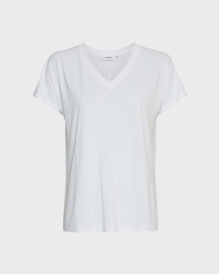 MSCHFenya Modal V Neck Tee Bright White