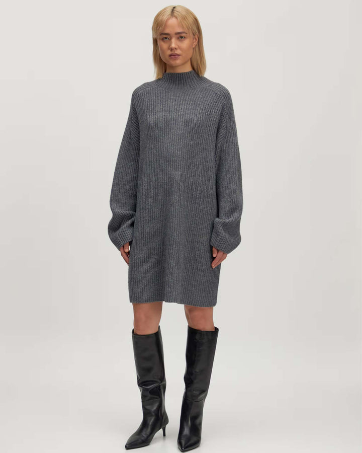 Neea Knit Dress Dark Grey Melange