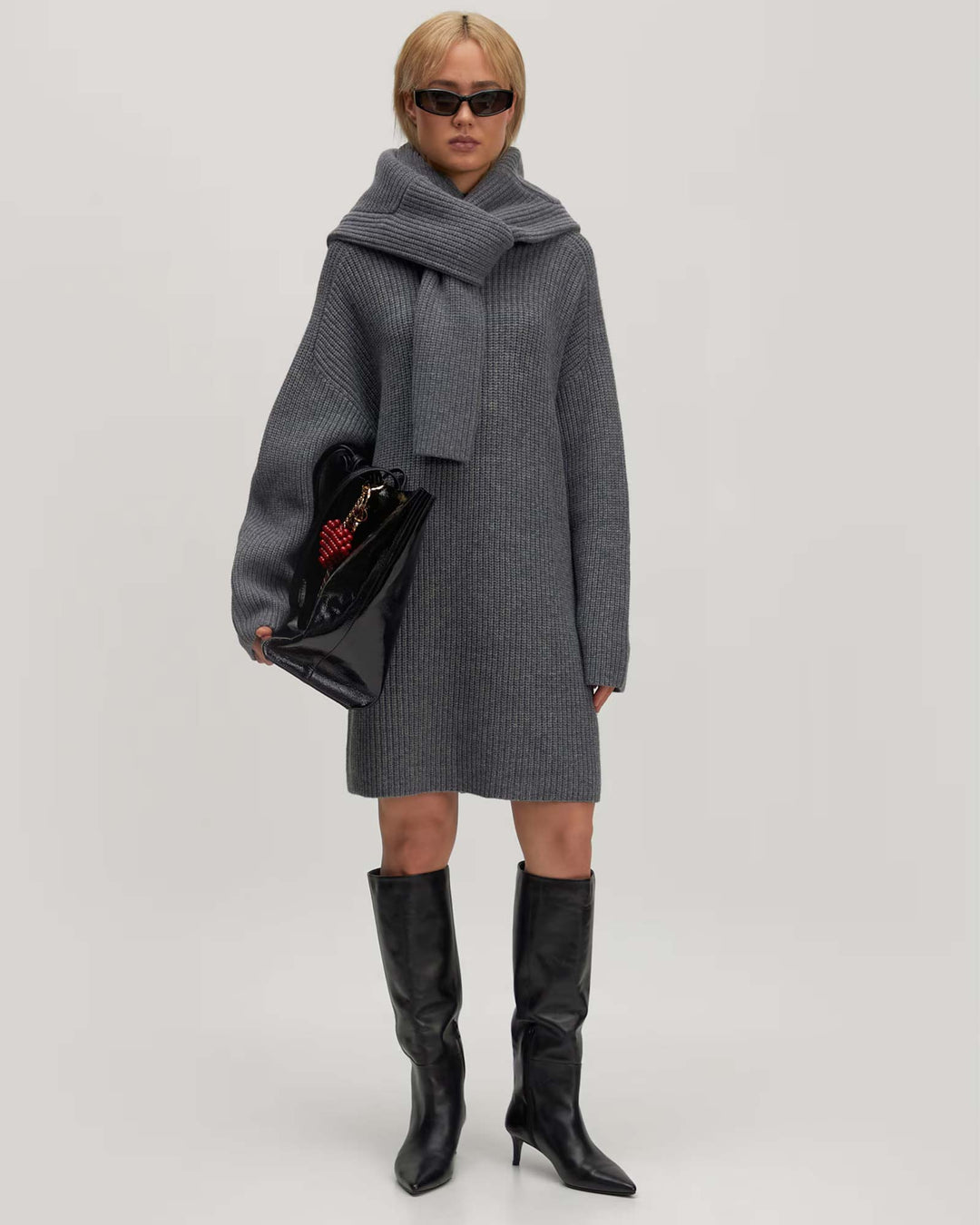 Neea Knit Dress Dark Grey Melange
