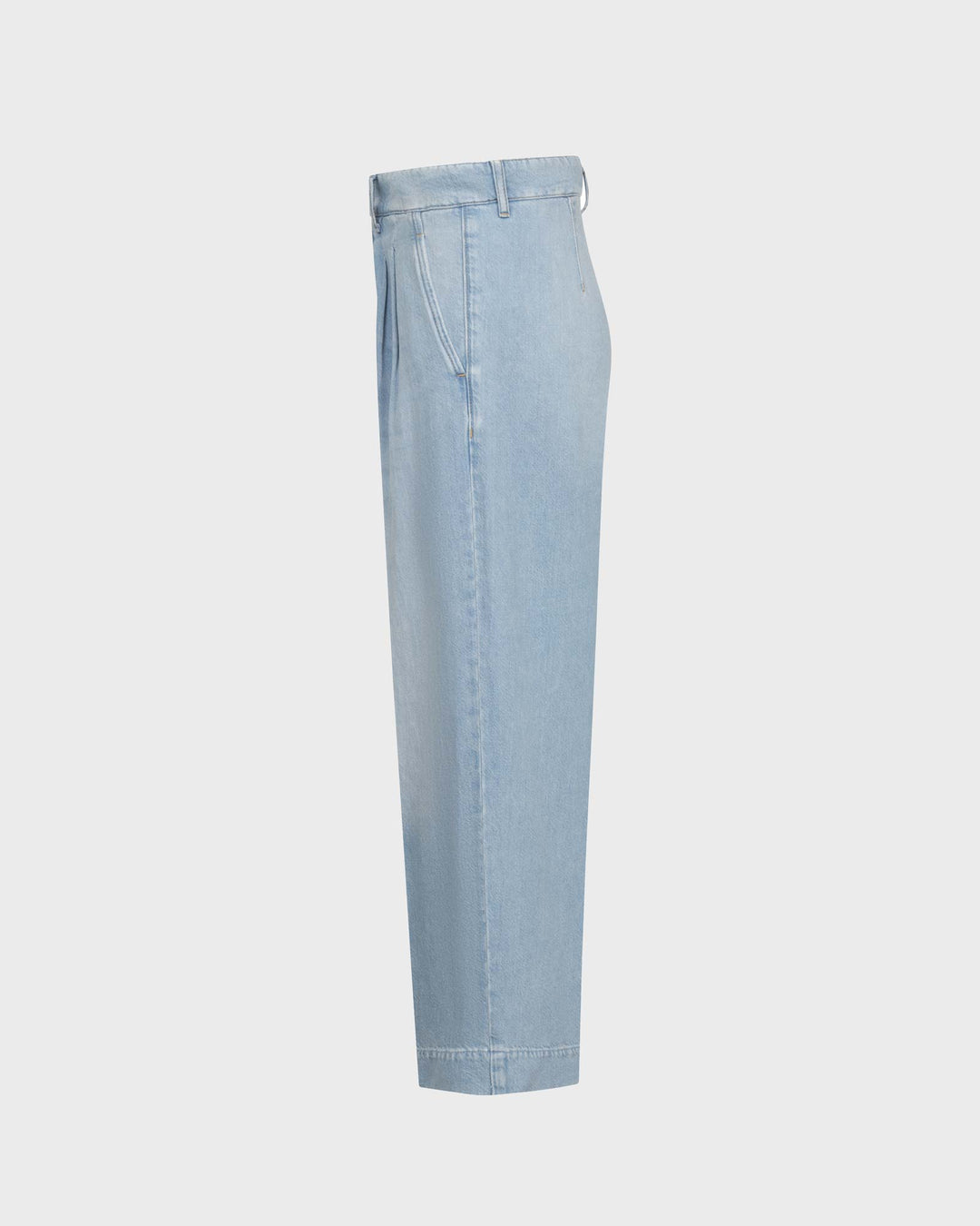 Noa Crop Linen Mix Denim Light Blue