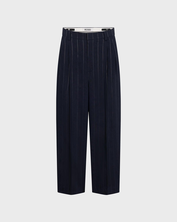 Noa Crop Striped Linen Lightblue Graphical