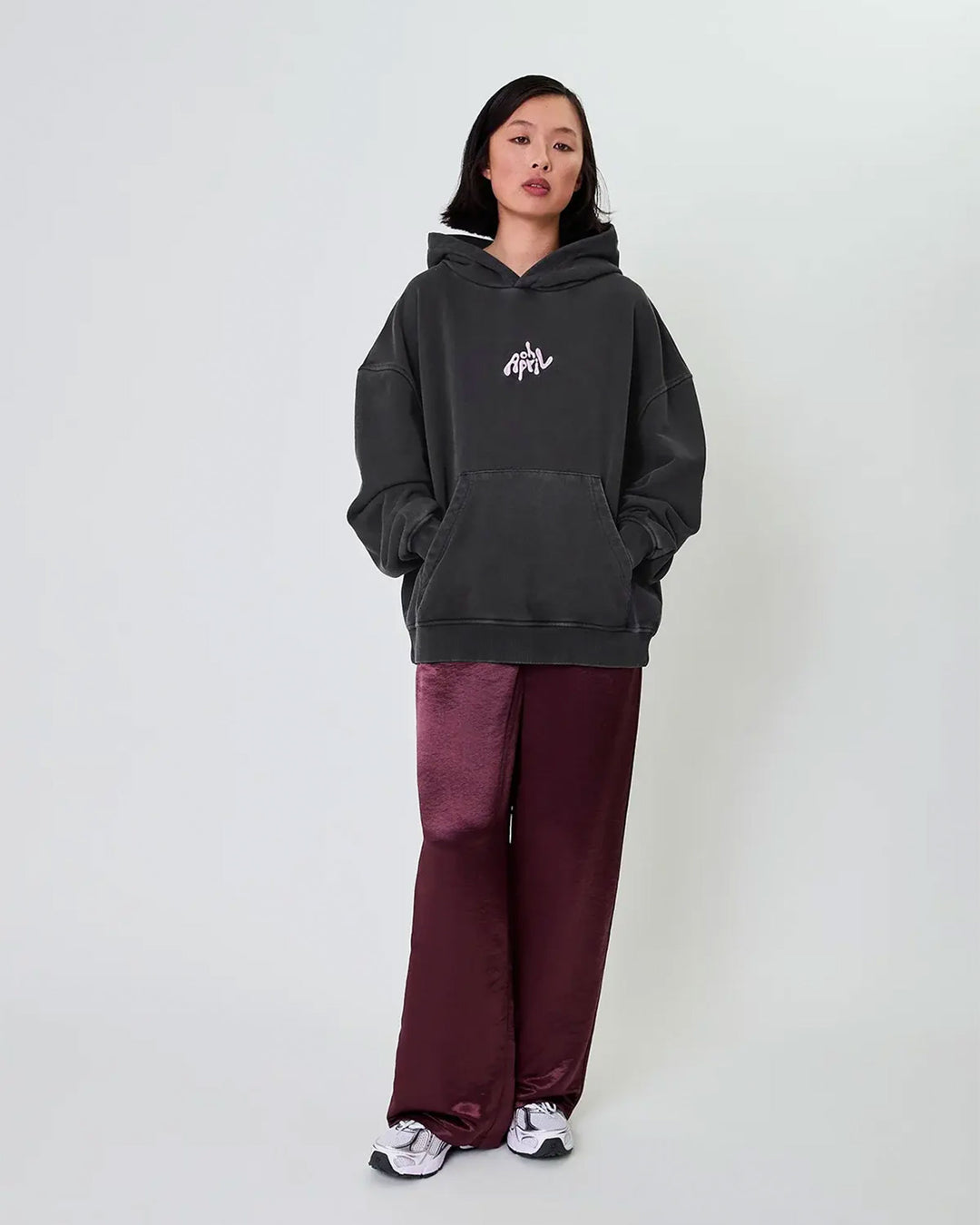 Boyfriend Hoodie Fluffy Dark Grey Acid