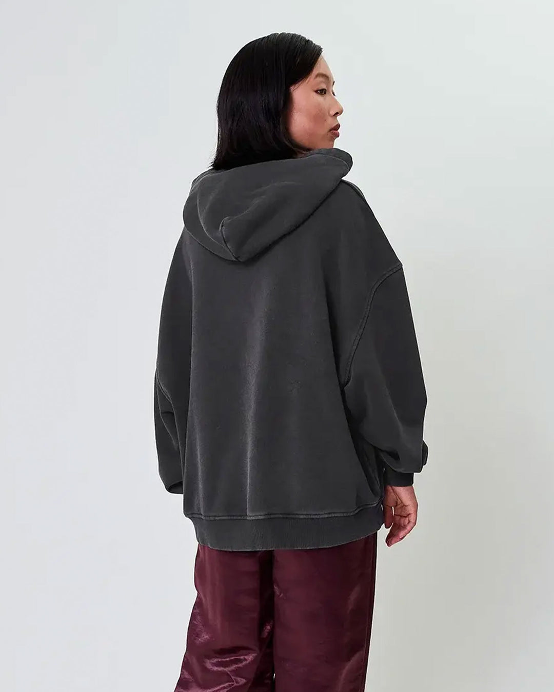 Boyfriend Hoodie Fluffy Dark Grey Acid