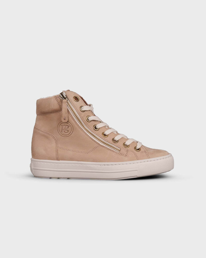 Hightop-Sneaker Alpaca/Cognac