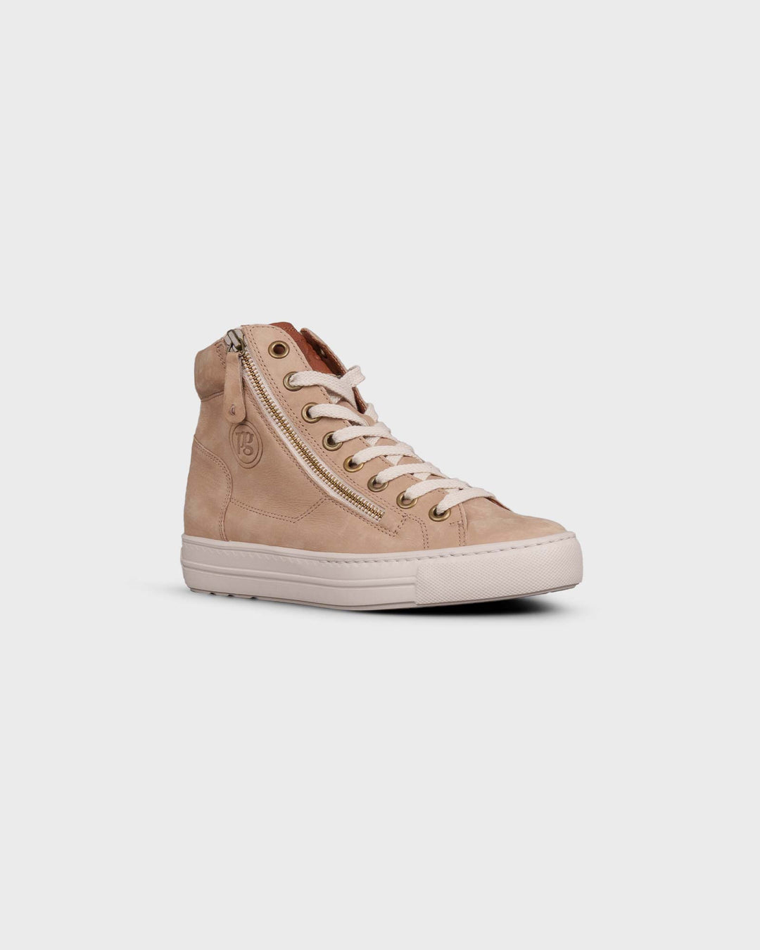 Hightop-Sneaker Alpaca/Cognac