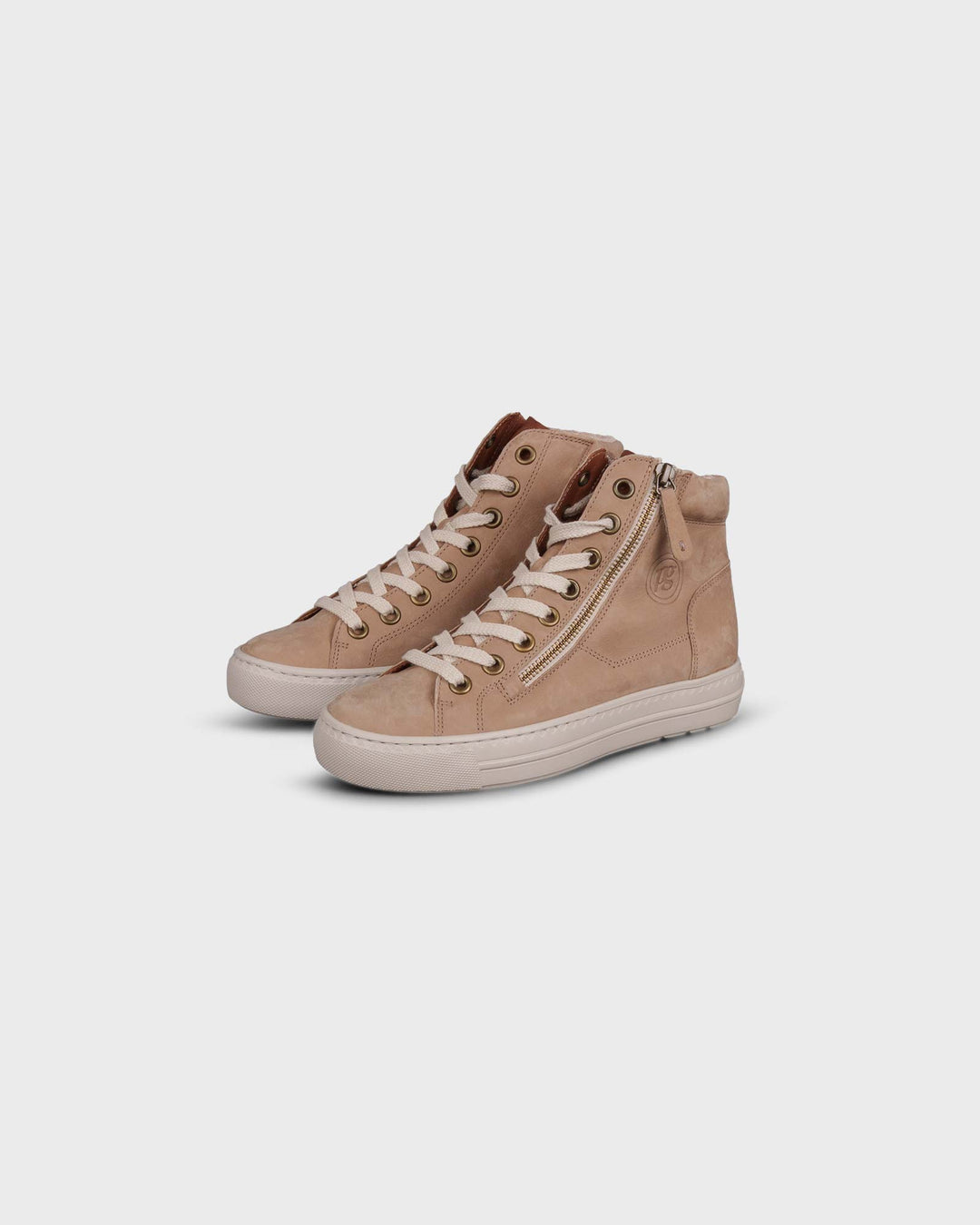 Hightop-Sneaker Alpaca/Cognac