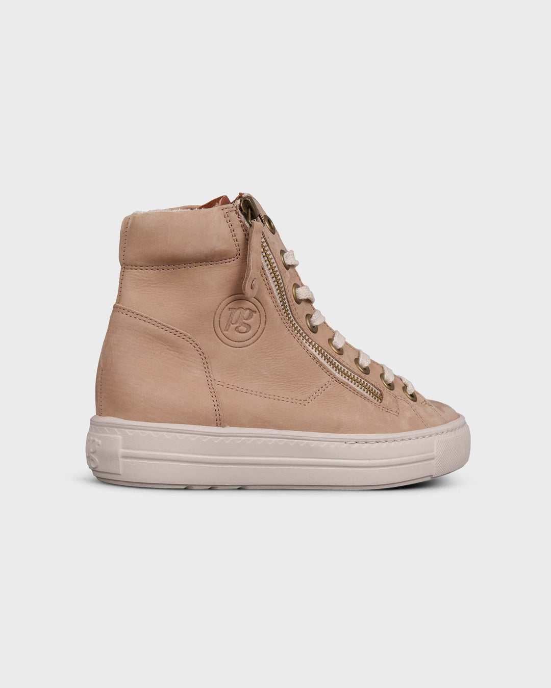 Hightop-Sneaker Alpaca/Cognac