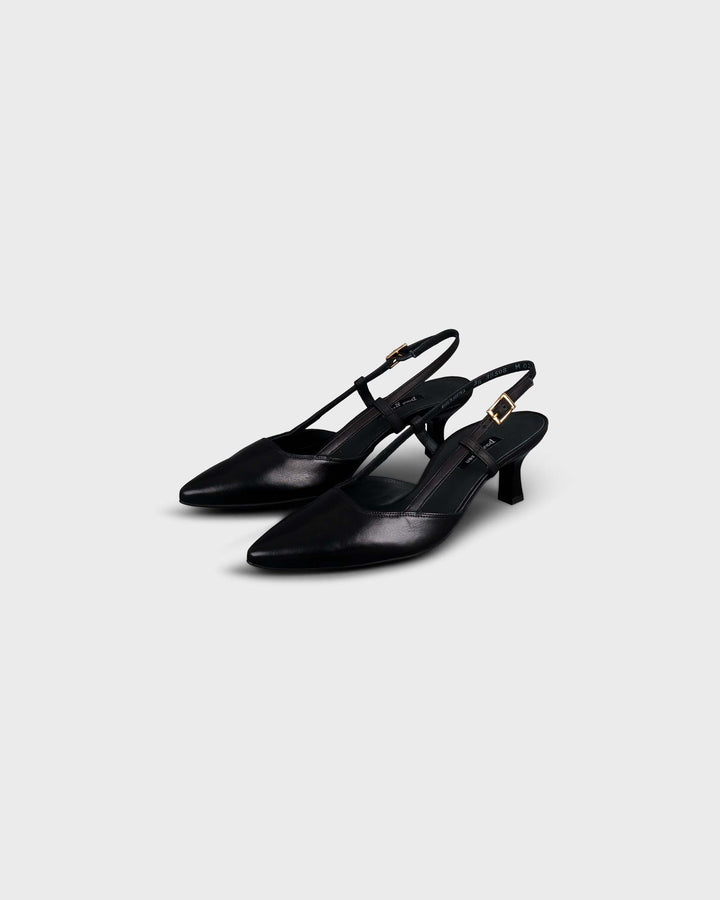 Sling-Pumps Foulard Schwarz