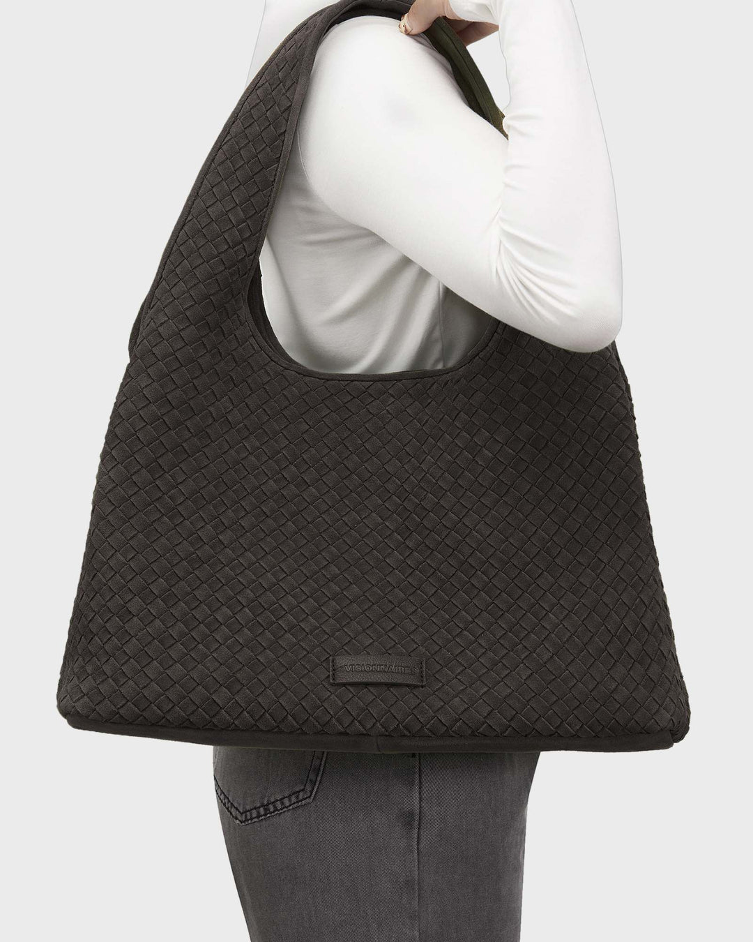 Les Visionnaires Handtasche Paz Weave Cozy Dark Brown – Bild 5