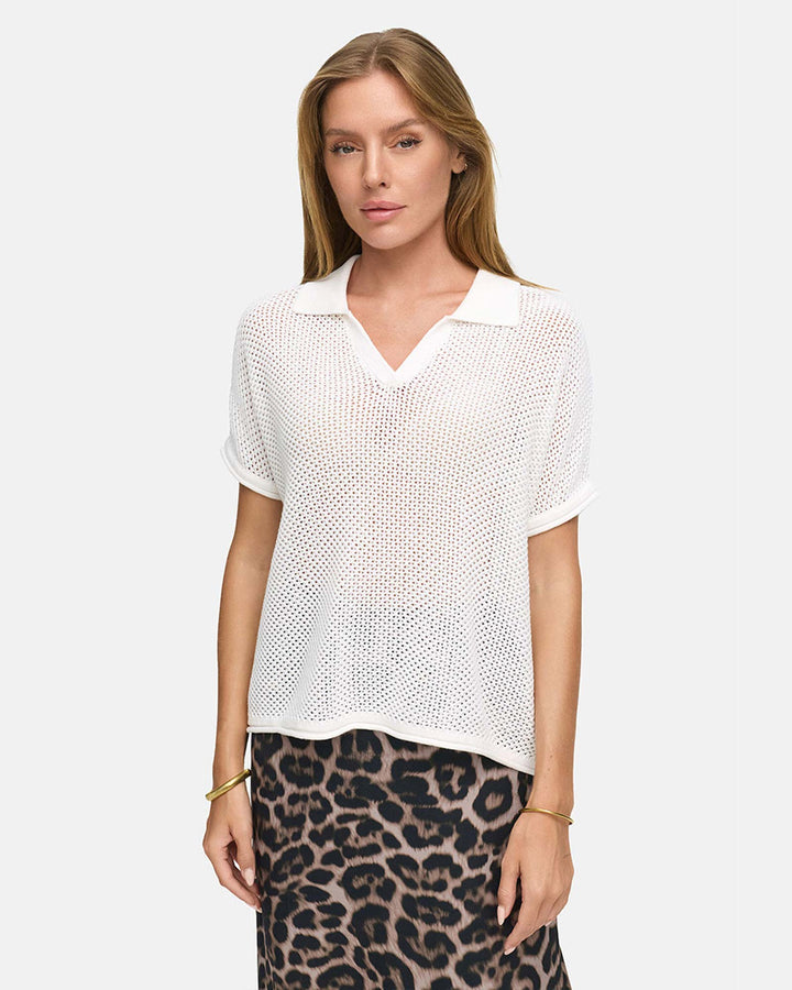 Polo-Strickshirt in Cotton White